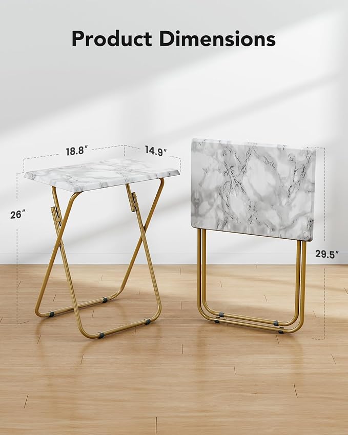 HUANUO Folding TV Tray Table -Stable Tray Table with No Assembly Required, TV Dinner Tray for Eating, Foldable Snack Tables for Bed & Sofa (Marbling)-NeatNest