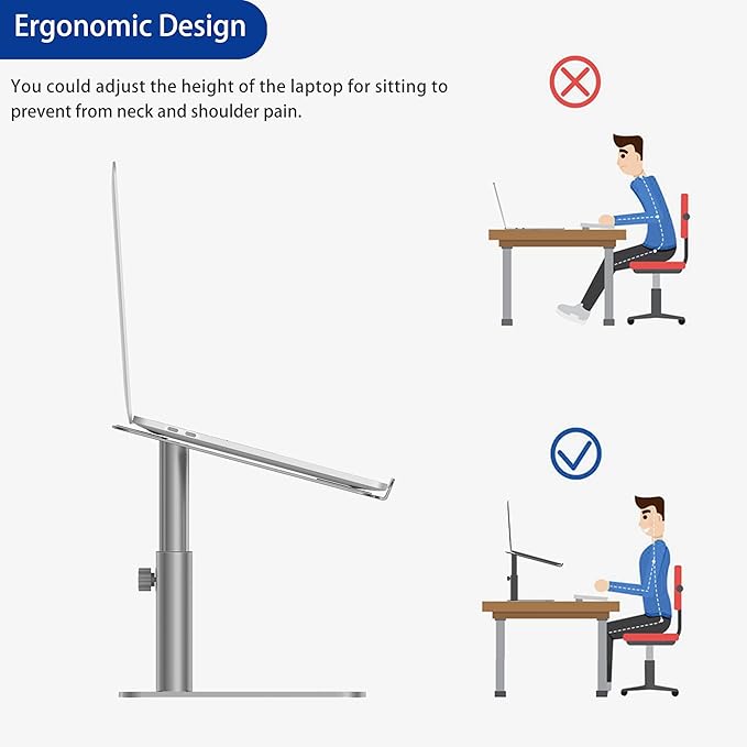 BESIGN LSX6N Laptop Stand, Ergonomic Adjustable Notebook Stand, Riser Holder Computer Stand Compatible with Air, Pro, Dell, HP, Lenovo More 10-15.6" Laptops, Gray-NeatNest