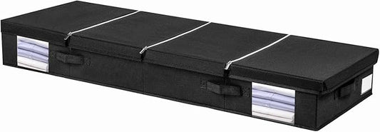 Under Bed Storage Containers, Black Large Capacity Closet Organizer for Blanket, Clothing, Comforter, Pillows, Ultra-thick Breathable Zippered Storage Bag-NeatNest