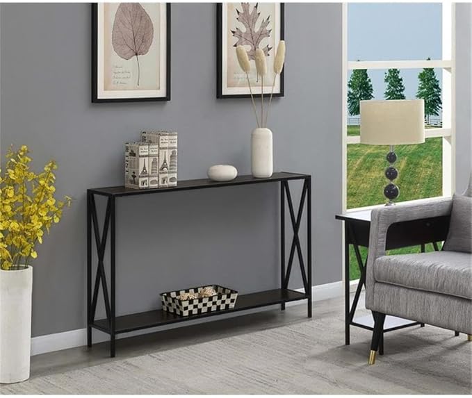 Convenience Concepts Tucson Console Table 47.25" - Modern Sofa Table with Storage Shelf, Entryway Hall Table for Living Room, Espresso/Black-NeatNest
