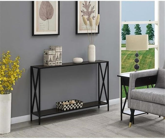 Convenience Concepts Tucson Console Table 47.25" - Modern Sofa Table with Storage Shelf, Entryway Hall Table for Living Room, Espresso/Black-NeatNest