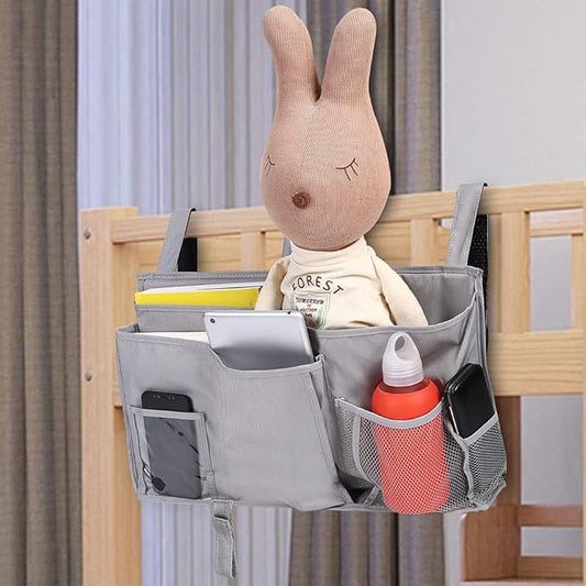 Bunk Bed Organizer - Bedside Storage Caddy with Pocket, Hanging Organizer for Camp, Dorm, Room, Hospital Bed Rail and More (Grey)-NeatNest