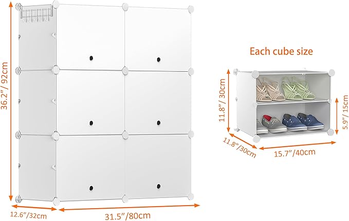 HOMIDEC Shoe Rack, 6 Tier Shoe Storage Cabinet 24 Pair Plastic Shoe Shelves Organizer for Closet Hallway Bedroom Entryway-NeatNest