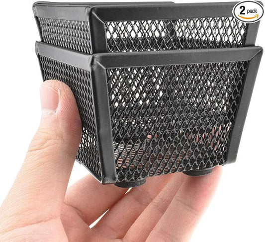 HAHIYO Stackable Paper Clip Mesh Holder cup 2.2" Height 2 Pack Black Sturdy PaperClip Holder Container for Desk Drawer Organizer Collection for Home Office School Soft Foam Feet No Sharp Edges-NeatNest