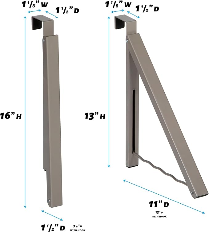 HOLDN’ STORAGE Over The Door Hanger - Single Foldable Rack Organizer for Hanging Clothes, Coats & Towels, Ideal for Dorm Rooms, Laundry, Bathrooms, Etc - Holds up to 20 LBs, Collapsible - Satin Nickel