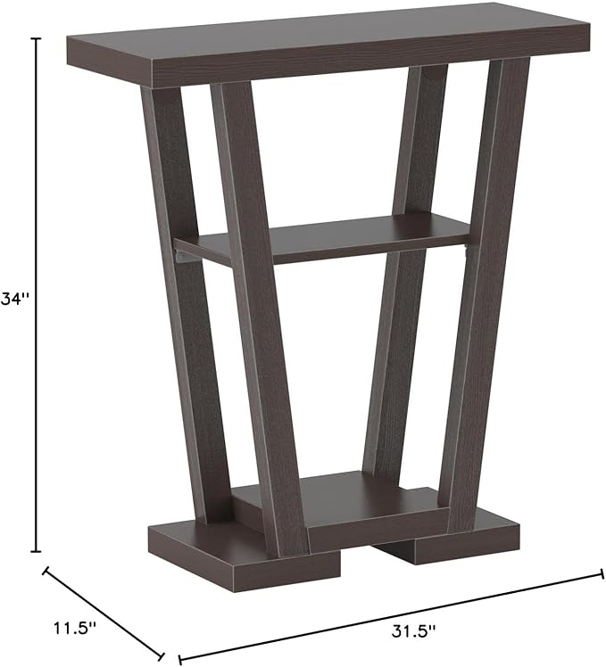 Convenience Concepts Newport V Console Table 31.5" - Modern Sofa Table with Storage Shelves, Narrow Entryway Hall Table for Living Room, Espresso-NeatNest