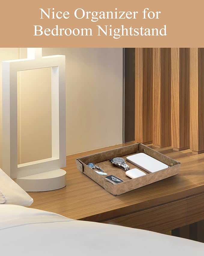 CASIRENA Father's Day Gifts Faux Leather Valet Tray Organizer for Men - Catch-All Tray for Entryway Table Key, Wallet, Watch, Coin Change, Phone, Dresser EDC Dump Jewelry, Bedside Nightstand Desk-top-NeatNest