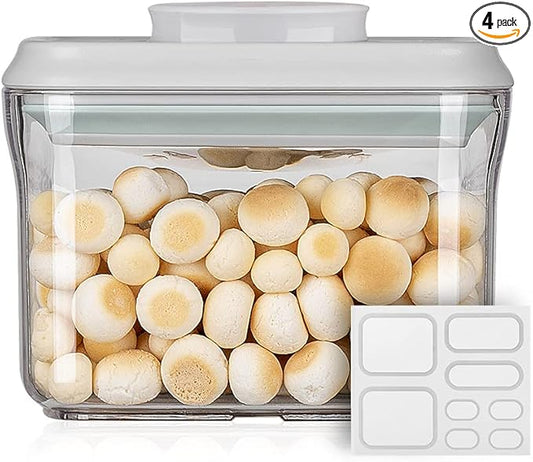 Ankou Airtight Food Storage Container - 0.32 QT （380ml Small Pop Up Food Containers With Lids, Bpa Free Stackable Container for Sugar Tea Candy- 8 Labels - Clear-NeatNest