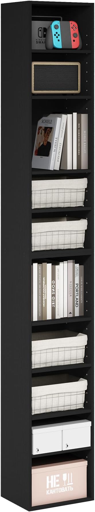 Furinno Pasir 10-Tier Open Shelf Bookcase, Blackwood-NeatNest