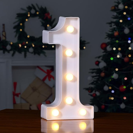 Foaky Decorative Led Marquee Light Up Number, Marquee Light Up Number Sign for Night Light Wedding Birthday Party Christmas Home Bar Decoration Number(1)-NeatNest