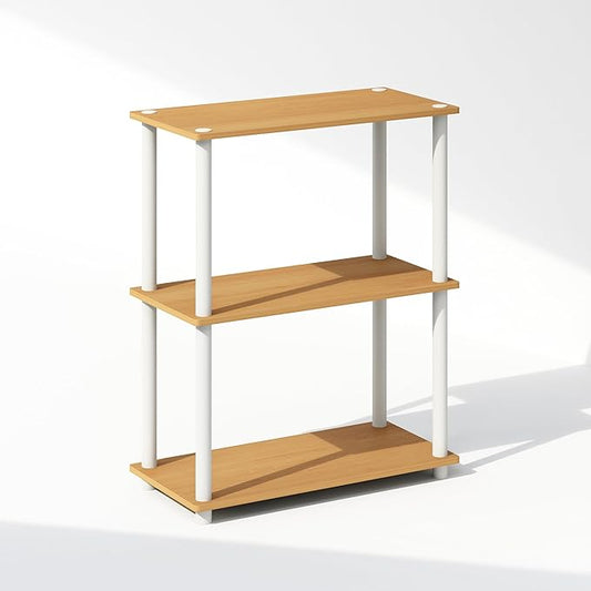 Furinno Turn-N-Tube 3-Tier Multipurpose Compact Bookcase, Beech-NeatNest