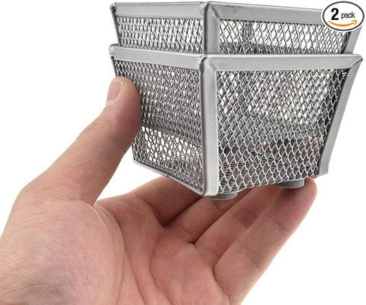 HAHIYO Stackable Paper Clip Mesh Holder cup 2.2" Height 2 Pack Silver Sturdy PaperClip Holder Container for Desk Drawer Organizer Collection for Home Office School Soft Foam Feet No Sharp Edges-NeatNest
