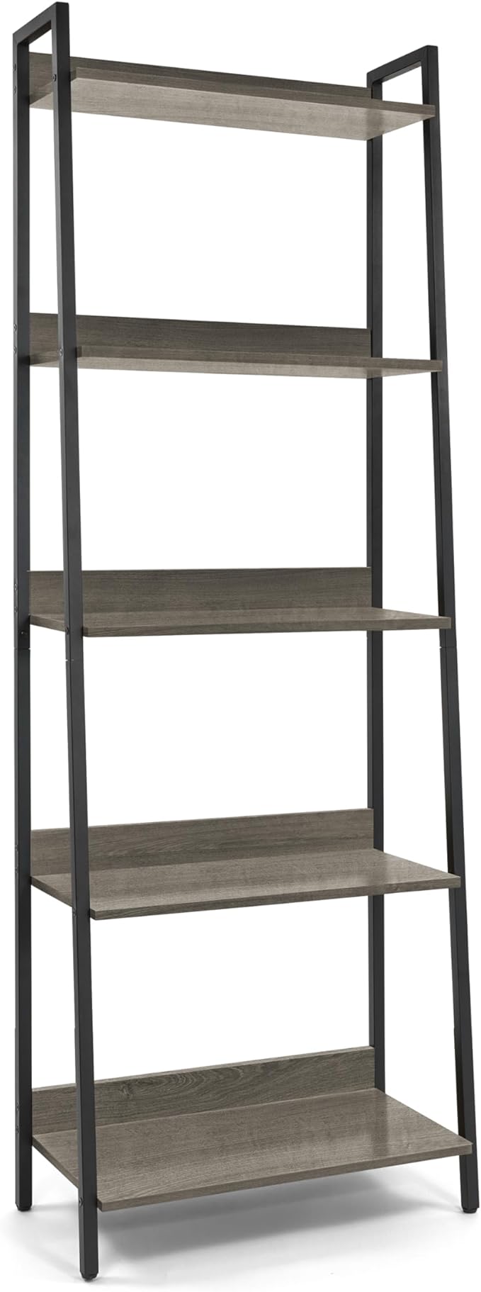 CAPHAUS 5 Tier Ladder Bookshelf, 24 Inch Width Free Standing Shelf, Bookcase Shelf Storage Rack Organizer, Industrial Book Shelves for Home Office, Living Room, Kitchen, Dark Grey, Vintage Shelves-NeatNest