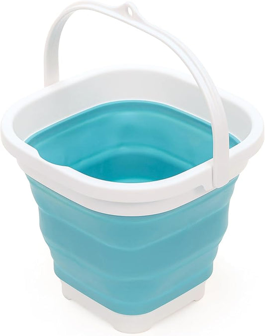 SAMMART 2.6L (0.68 Gallon) Super Mini Sqare Collapsible Plastic Bucket - Foldable Square Tub - Portable Fishing Water Pail - Space Saving Outdoor Waterpot (1, Bright Blue)-NeatNest