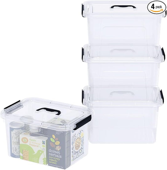 4-Pack 17.5 Quart Plastic Storage Bins with Lids, Stackable Storage Organizing Box with Handle, Clear