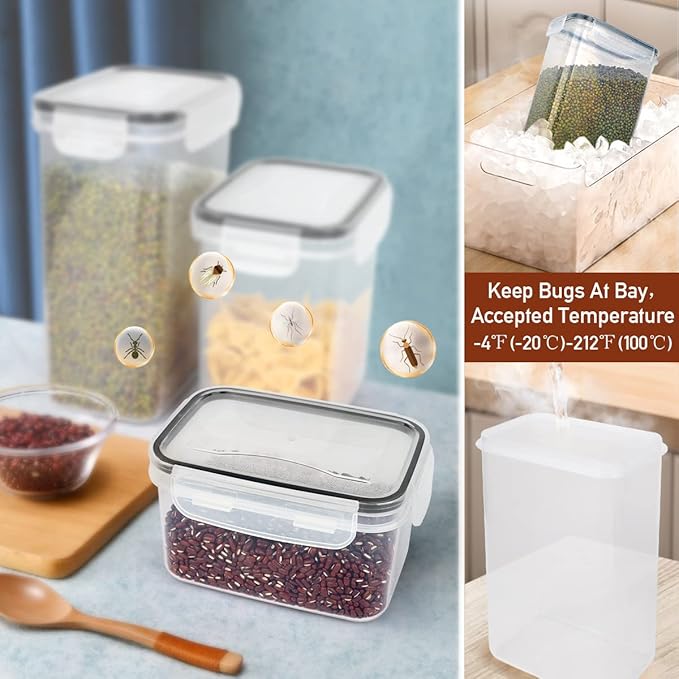 64 PCS Airtight Food Storage Containers With Lids BPA Free,6 Pack With Pouring Spout Cereal Containers Storage for Kitchen Pantry Organization and Storage,Dishwasher safe,Labels Marker-NeatNest