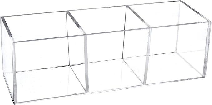 dedoot Acrylic Drawer Organizer, Clear 3 Compartment Makeup Organizer and Storage Small Clear Vanity Organizers for Makeup Brush, Home and Office Supplies, 7x2x2inch-NeatNest