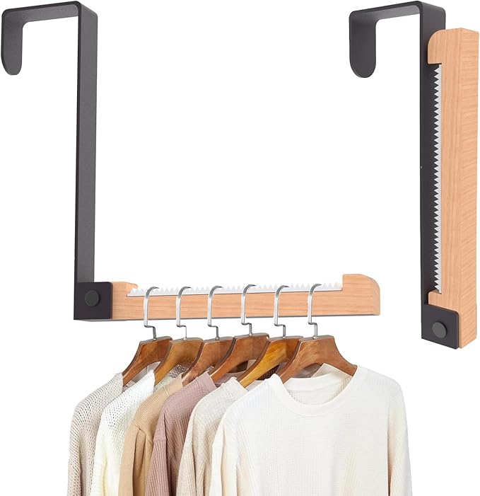 2-Pack Over Door Hooks, Foldable Heavy Duty Black, Space-Saving Hangers for Coats, Towels & Robes - Bathroom, Bedroom, Closet Organizer