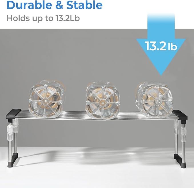 carrotez 2 Pack Expandable Cabinet Organizer, Set of 1 Width & Height-Adjustable Kitchen Cabinet Organizer Shelf, Stackable Kitchen Counter Shelf, 11.8~19.6 x 7.8 x 5.9~9" Black-NeatNest