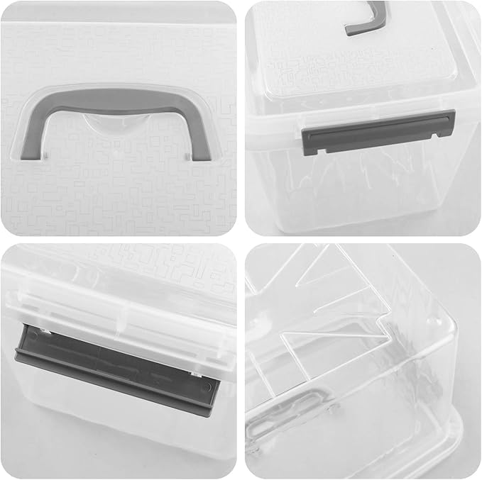 Bringer 6-Pack Clear Plastic Latching Storage Box, Plastic Box, 10 L-NeatNest