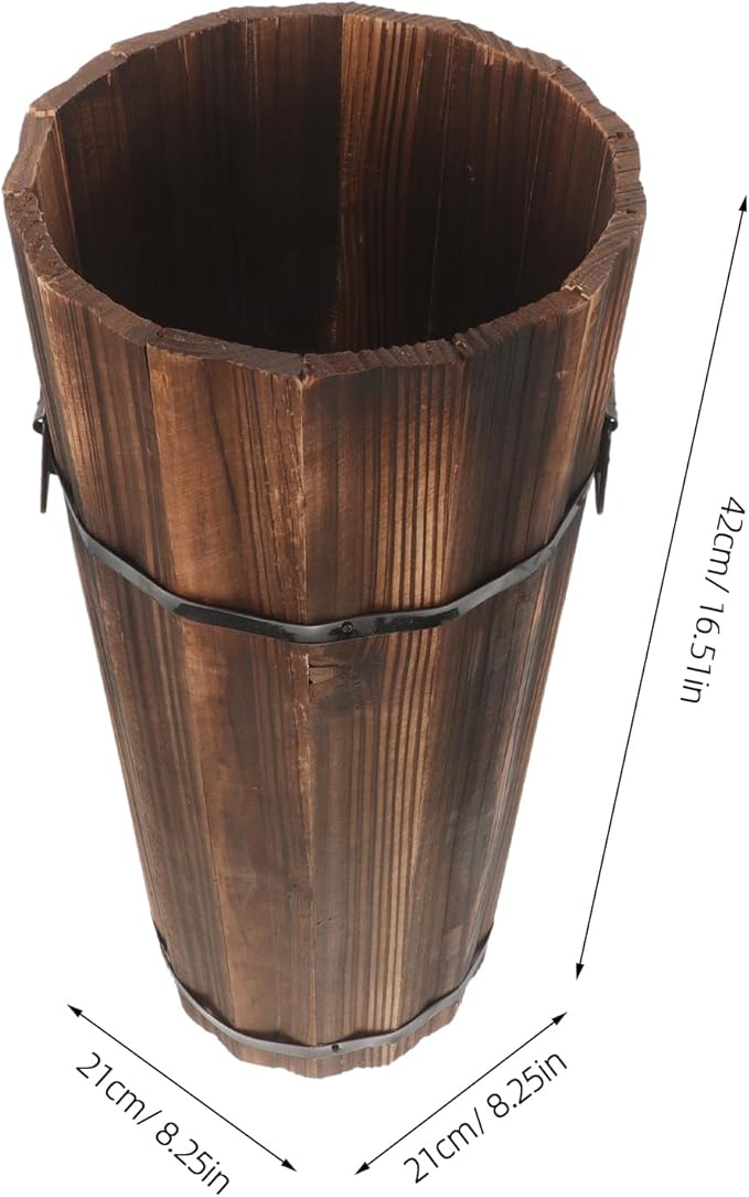 Garneck Wooden Umbrella Holder Vintage Farmhouse Umbrella Stand Rustic Umbrella Bucket Umbrella Rack for Canes Walking Sticks Home Entryway Office