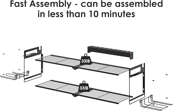 CCCEI Large Garage Tools Storage with Charging Station. Power Tool Battery Organizer Utility Shelf with Power Strip. 4 Drills Holder Wall Mount Rack.-NeatNest