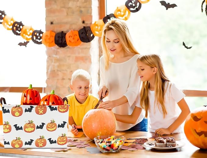 CLOCOR Rectangular Storage Basket,Collapsible Fabric Storage Container,Waterproof Toy Bin with Handles,Gift Basket(Pumpkin Halloween)-NeatNest