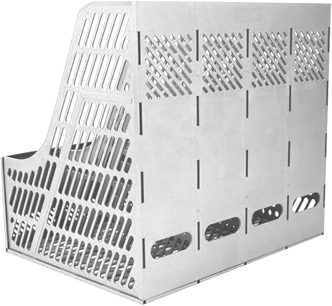 SAYEEC Sturdy Magazine Holder Organizer Desktop 4 Compartment File Holders Frames File Dividers Document Storage Rack Literature Organizer for Office Home School Gray