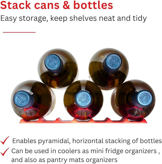 Cooks Innovations Drink Organizer for Fridge, Soda Can Refrigerator Organizers and Storage, Beer-Wine-Water Bottle Holder, Fridge Monkey - Durable Non-Slip Anti-Roll (2 Pack, Characoal)-NeatNest