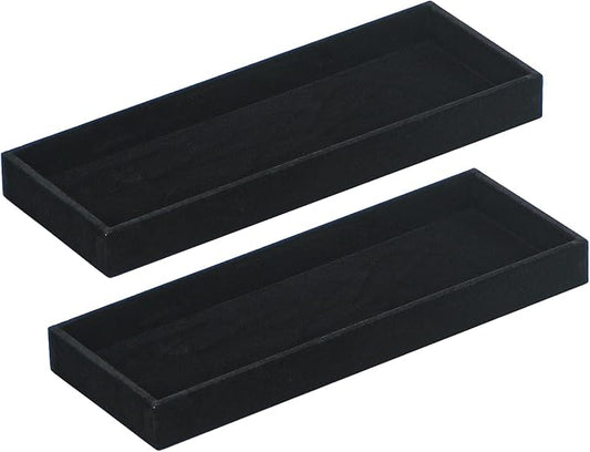2Pcs Desk Drawer Storage Tray, Nightstand Organizer Tray, Necklace Bracelet Ring Earring Jewelry Display Tray, Grid Table Organizer Holder Tray for Sunglass, Phone, Watch, Perfume (1 grid)/Black-NeatNest
