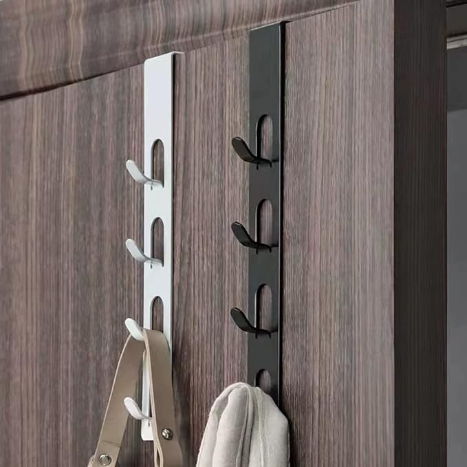 2 Pack Black Coat Hooks, 4 Layers Metal Hats Hanger, Strong Vertical Black Coat Hook, Over Door Rack for Hanging Bags Jams Scarf Keys and More.