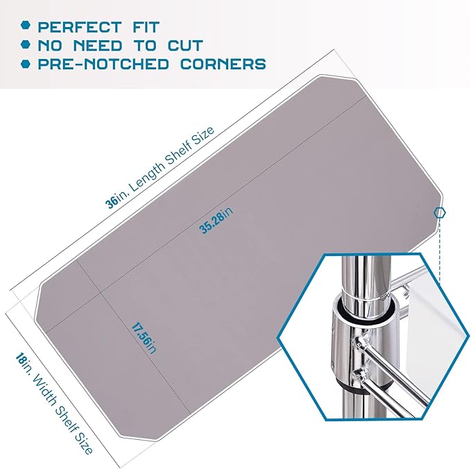 BRIAN & DANY Wire Shelf Liner 18" X 36", Heavy Duty Shelf Liners for Wire Shelving, Waterproof Protector Mats, Set of 4, Charcoal-NeatNest