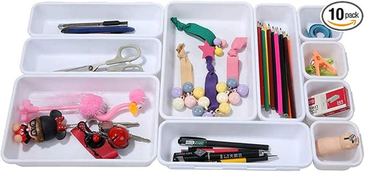 Backerysupply Interlocking Desk Drawer Organizer Separators for Kitchen, Bathroom, Makeup, Office (Set of 10)-NeatNest