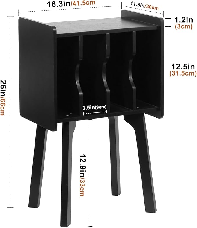 EOYUTLLY Mid Century Modern Nightstand End Table Side Table with Storage ，Wood Small Side Coffee Table for Living Room and Bedroom,Black (Without Socket, Black)