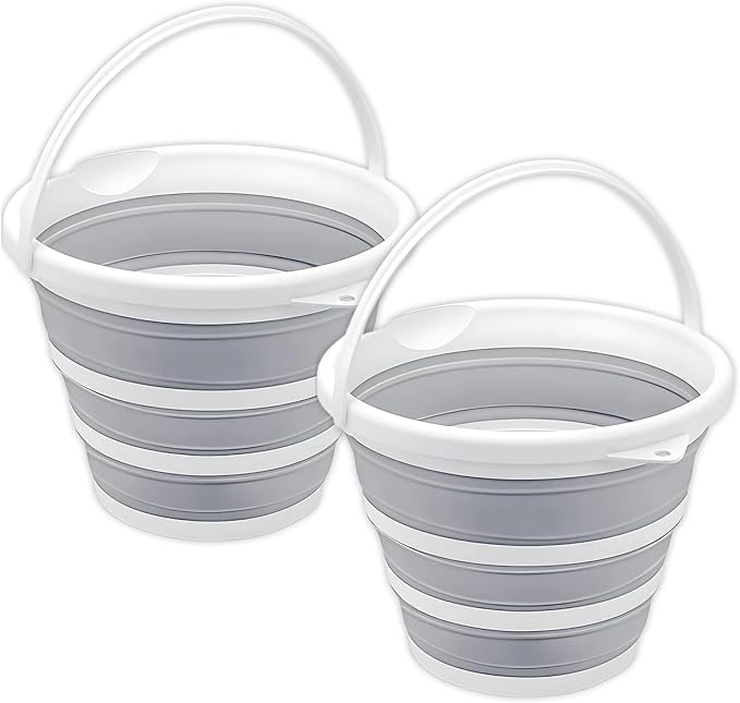 South Bend Components 2.6 Gallons Collapsible Bucket with Handle, Space Saving Design Portable Foldable Water Pail for Indoor/Outdoor, Mop, Boating, Camping, and Fishing (2-Pack)-NeatNest