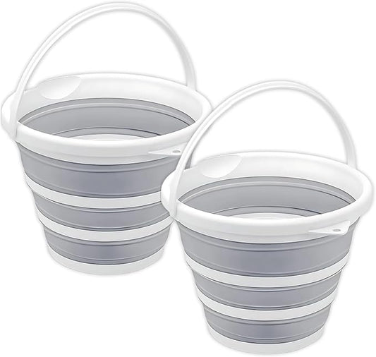 South Bend Components 2.6 Gallons Collapsible Bucket with Handle, Space Saving Design Portable Foldable Water Pail for Indoor/Outdoor, Mop, Boating, Camping, and Fishing (2-Pack)-NeatNest