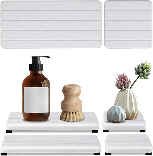 4PCS Stone Drying Tray for Bathroom Sink and Kitchen Counter, Fast Drying Diatomite Stones Soap Trays, Diatomaceous Coaster, Vanity Trays, Water Absorbing Stone Tray for Sink-NeatNest