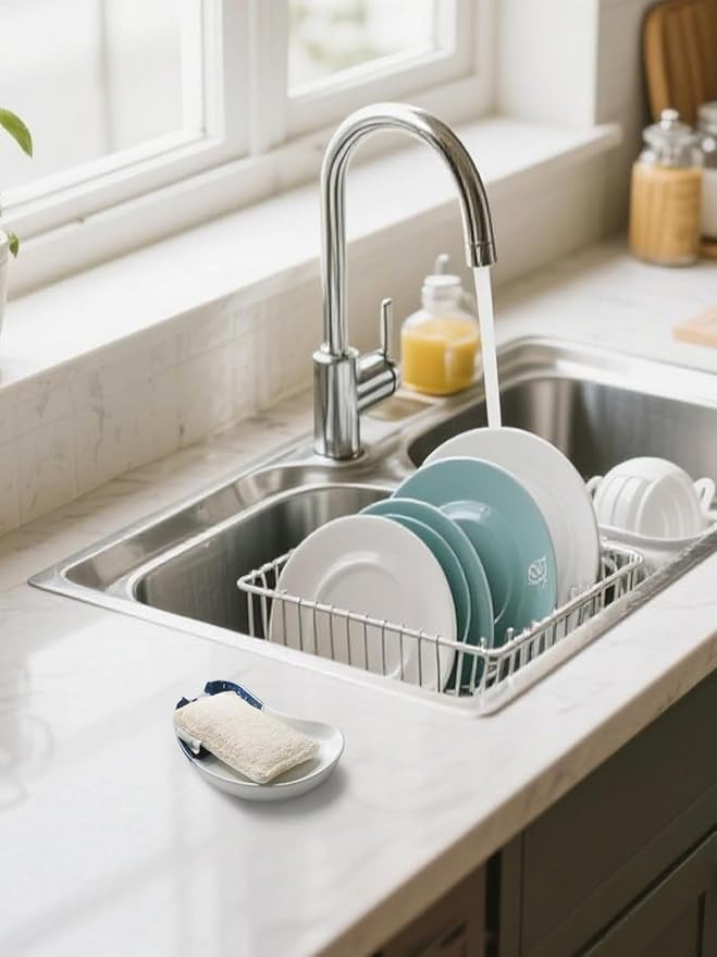 Ceramic Soap Dish – Blue & White Split-Glazed Porcelain Soap Holder with Drainage Grooves, Modern Sink or Bathroom Accessory, Stylish and Easy to Clean-NeatNest