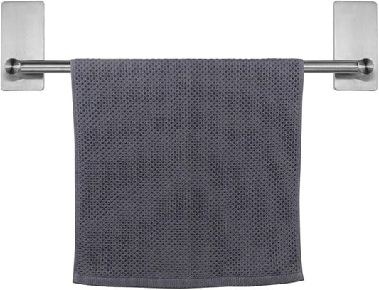 NearMoon Self Adhesive Bathroom Towel Bar- Stainless Steel Bath Wall Shelf Rack Hanging Towel Stick On Sticky Hanger Contemporary Style, NO Drilling (2 Pack, Brushed Nickel, 16-Inch Towel Rack)