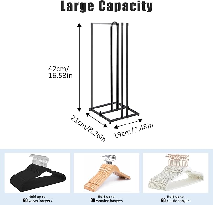 Hanger Stacker, Metal Hanger Storage Organizer Hold up to 60 Velvet Hangers, Space Saver Clothes Hanger Holder for Closet and Laundry, Black-NeatNest