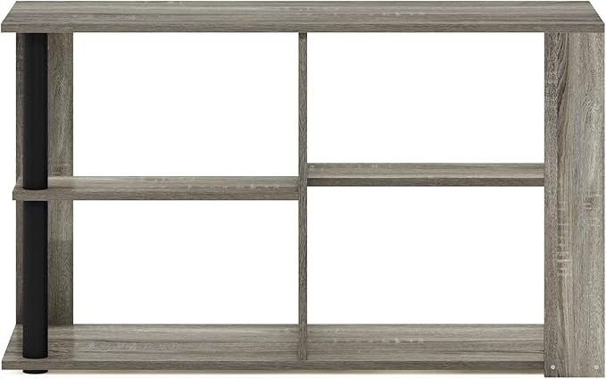Furinno Romain Narrow End Table with Shelves, French Oak/Black-NeatNest