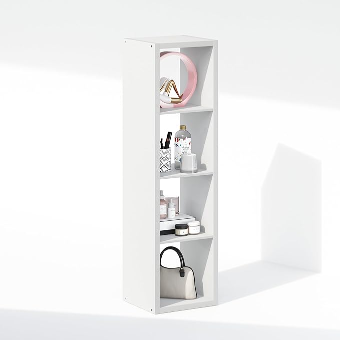 Furinno Cubic Open Back Multipurpose Clothing & Closet Storage Organizer Shelf, 4-Cube, White