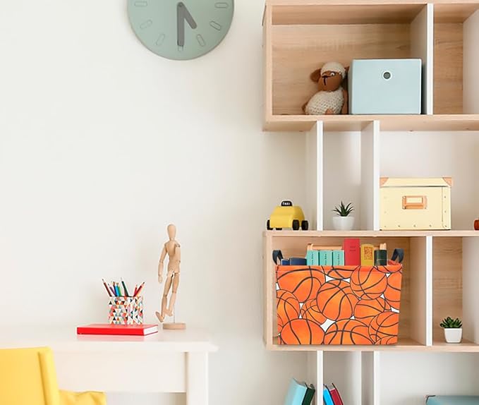 CLOCOR Rectangular Basketball Storage Basket Empty, Gift Basket, Room Decor(Basketball)-NeatNest