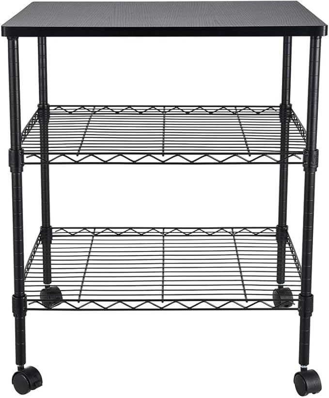 3 Tier Adjustable Storage Shelf Metal Storage Rack Wire Shelving Unit Storage Shelves for Pantry Closet Kitchen Laundry Bathroom (Black4-3-Tier)