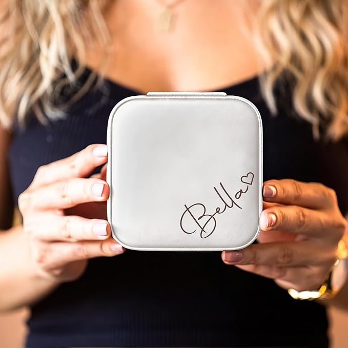 DayOfShe Personalized Jewelry Box for Women and Girls, Small Jewelry Case for Bridesmaid Gifts or Bachelorette Party-NeatNest