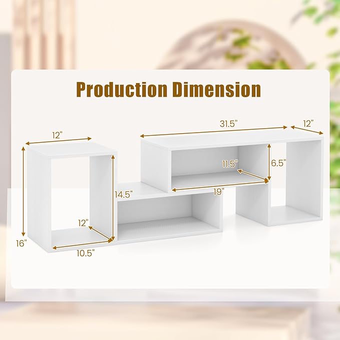 GOFLAME 2 Pieces TV Stand, Modern Entertainment Center for TVs up to 55 Inches, Free Combination Bookcase for Storage & Display, TV Console Table for Living Room, Bedroom, White-NeatNest