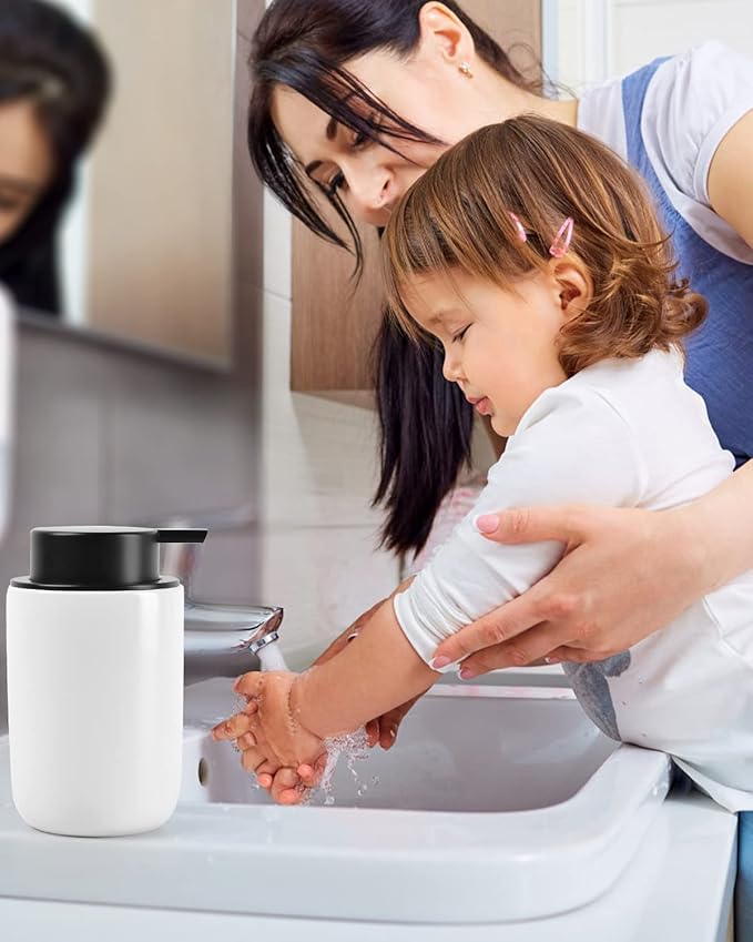 BosilunLife Foaming Soap Dispenser - Ceramic White Soap Dispenser Bathroom Small Foam Hand Dispenser Refillable Kitchen Dish Soap Bottle Hand Wash Dispenser-NeatNest