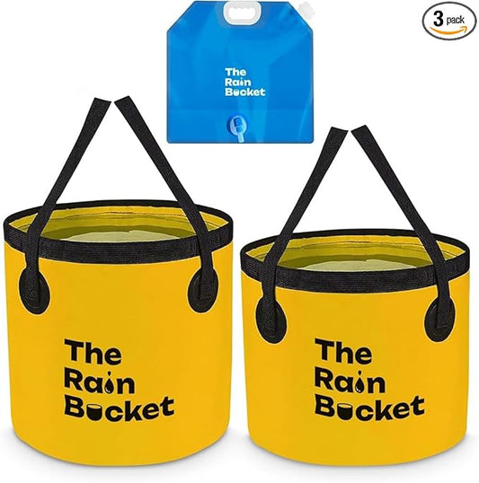 Collapsible Foldable Buckets with Handles – 3-Piece Set (10L & 15L) Bucket + 10L Water Bag with Faucet – Waterproof PVC Wash Basins for Camping, Fishing, Hiking, Car Wash – Portable & Leakproof-NeatNest