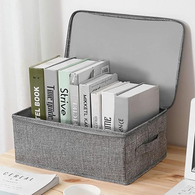 ANMINY Storage Bins with Zipper Lids 13 Qt Lidded Fabric Storage Boxes Baskets Cubes with Handles Collapsible Washable Cotton Linen Closet Shelf Clothes Organizer Containers - Gray, Small-NeatNest