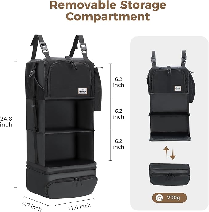 Hanging Packing Cubes for Travel – Portable Closet Organizer with Shoe Compartment, Compression Travel Shelves for 24–32 Inch Suitcases, Foldable Carry-On Packing System-NeatNest